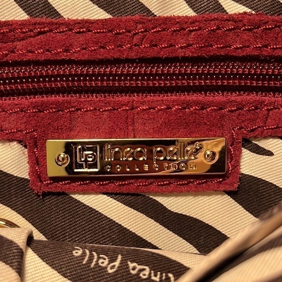 𝅺LINEA Pelle Collection Red Croc Embossed Suede Crossbody Bag - Picture 5 of 9